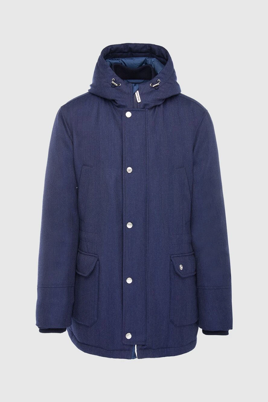 Stefano Ricci пуховик чоловічий з кашеміру та шовку синій 166035 - фото 1