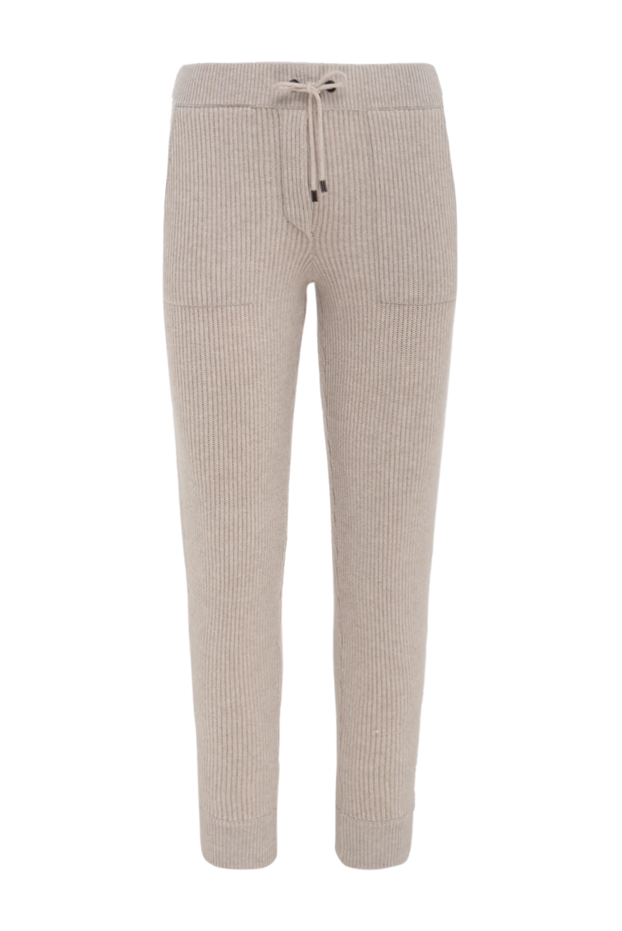 Beige wool trousers for women