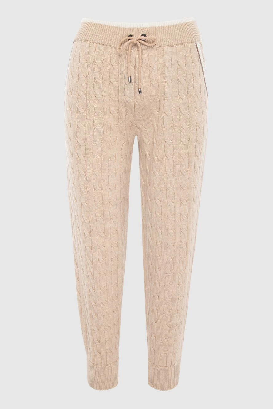 Beige cashmere trousers for women