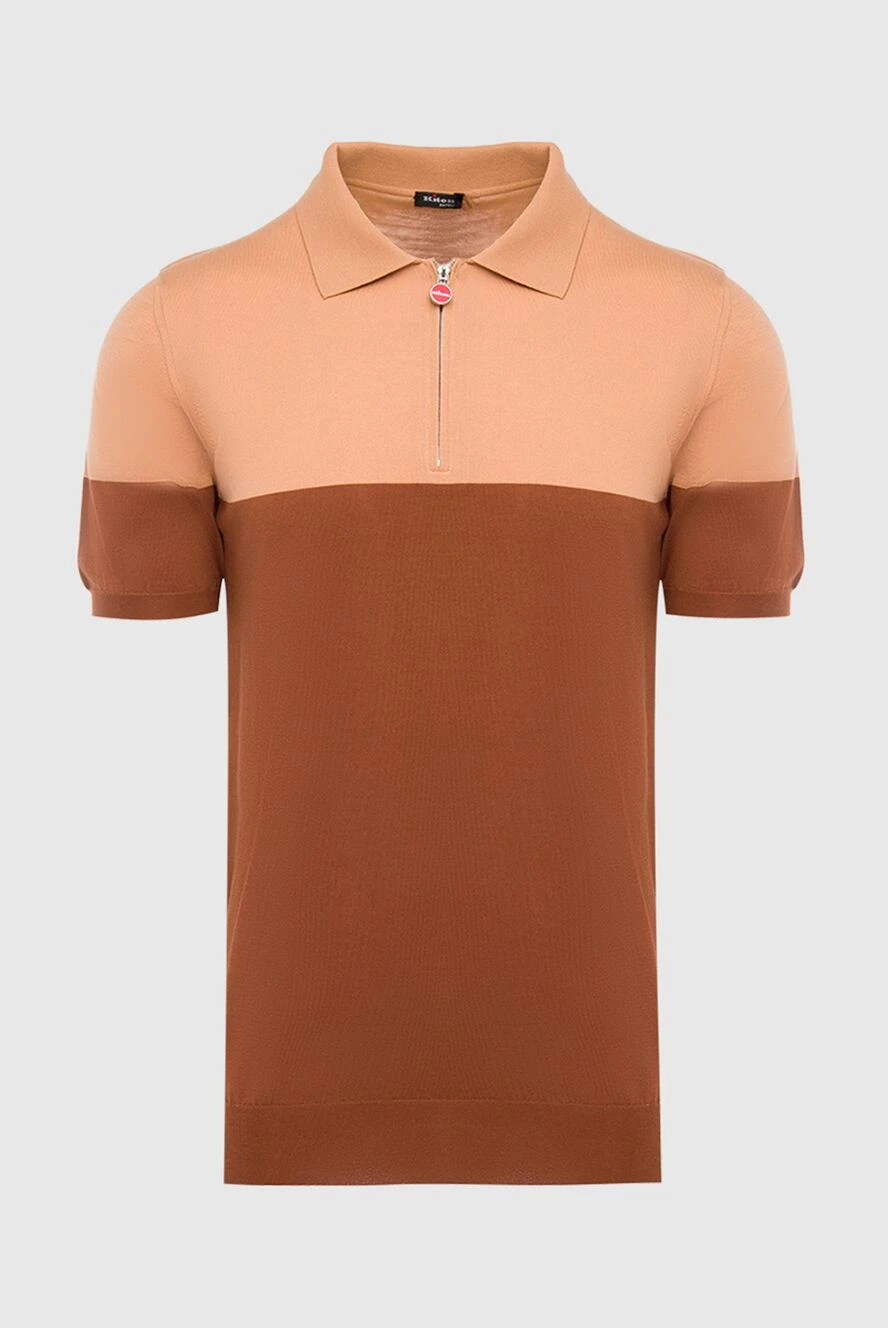 Kiton трикотажное поло на молнии с переходом оттенков коричневого и карамели 166320 - фото 1
