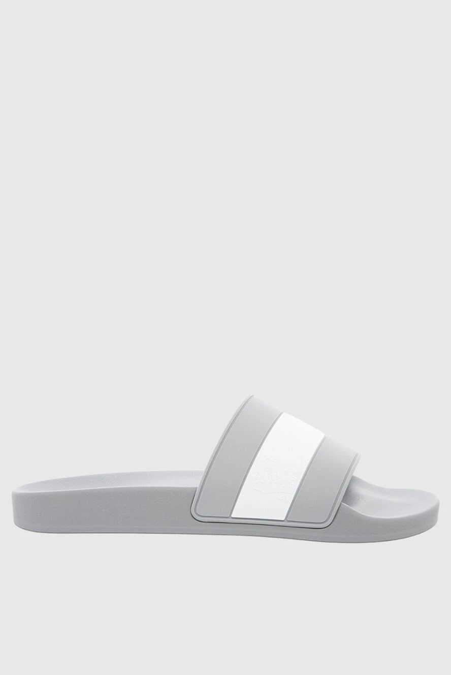 Brunello Cucinelli элегантные серые шлепанцы с минималистичными белыми полосами 166387 - фото 1