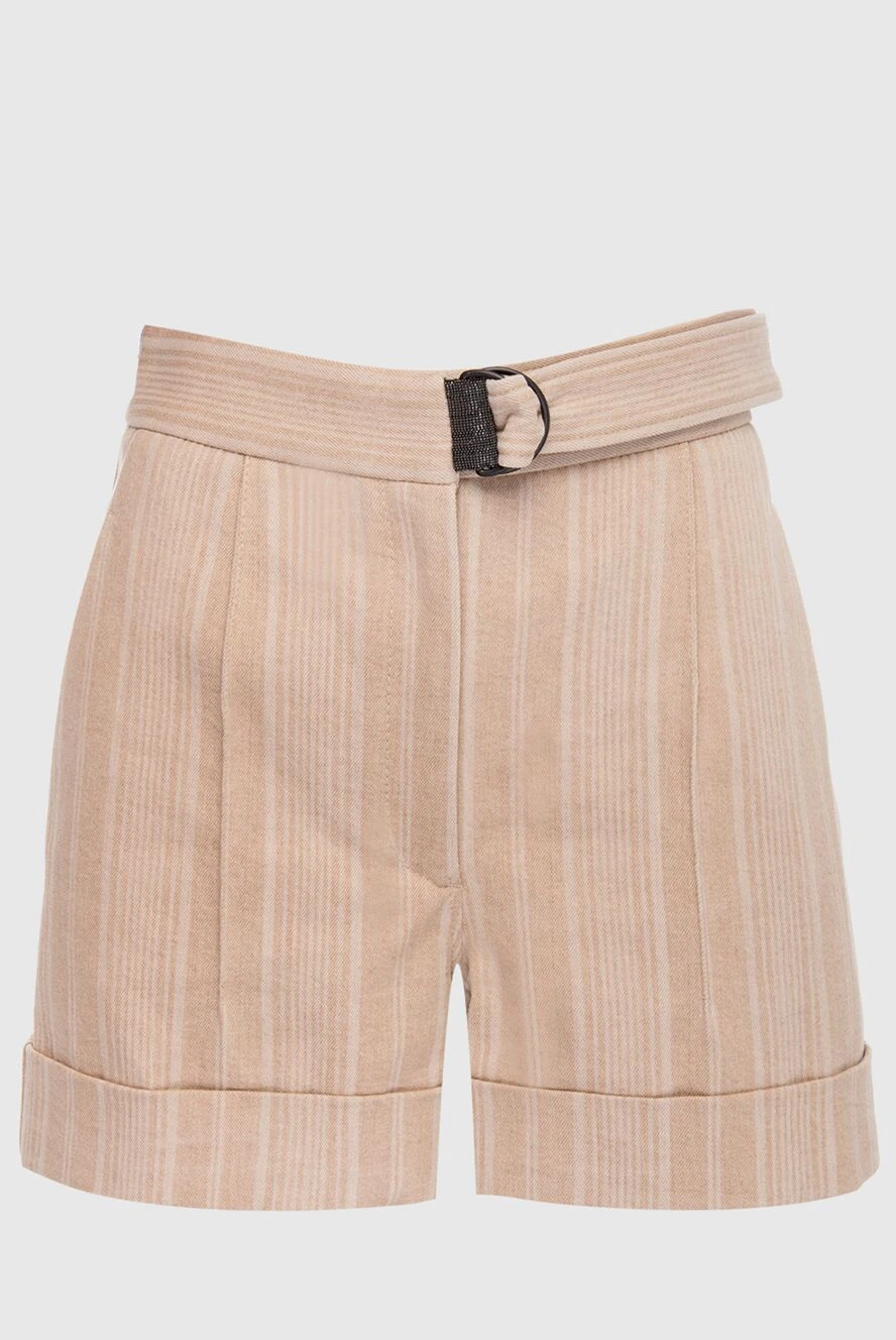 Brunello Cucinelli бежеві шорти в смужку з поясом та пряжкою 166414 - фото 1