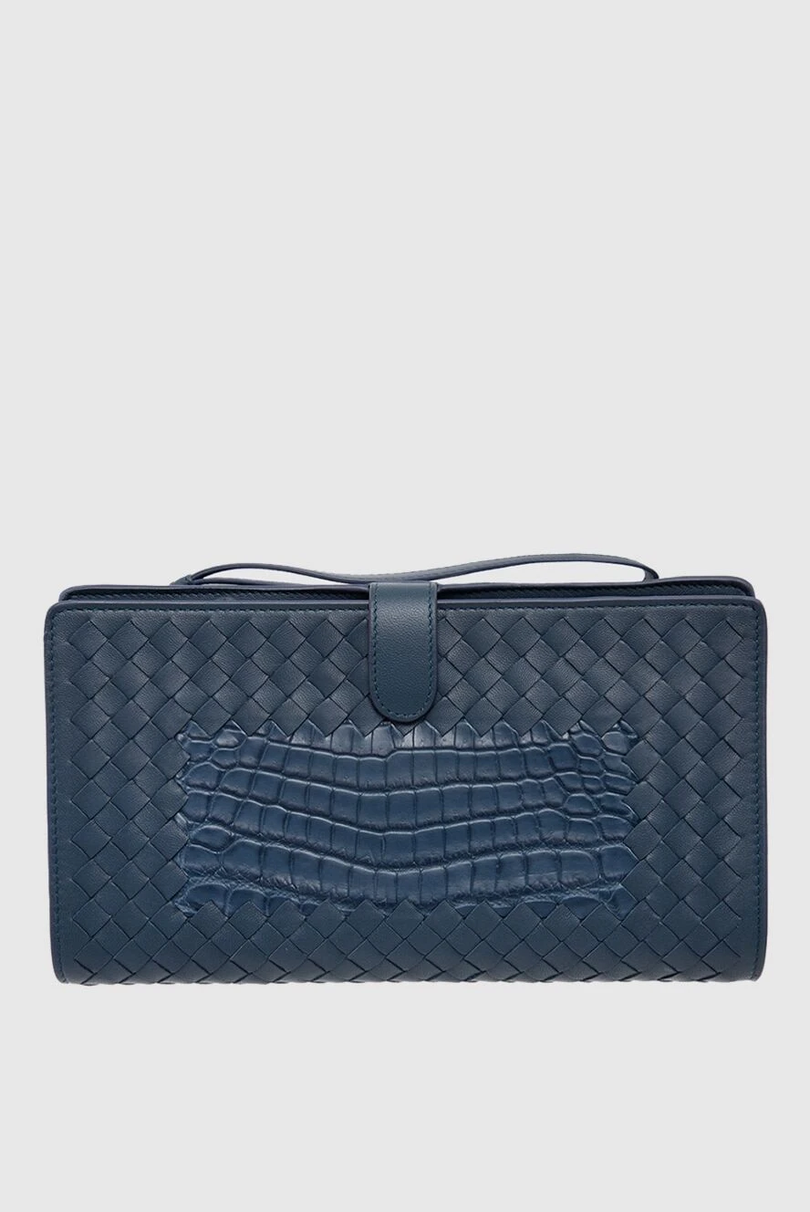 Bottega Veneta man men's clutch bag made of genuine leather and crocodile skin blue buy with prices and photos 166510 - photo 1