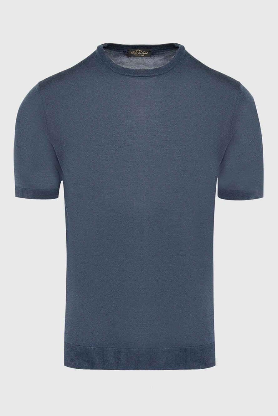 Cesare di Napoli man silk short sleeve jumper blue for men buy with prices and photos 166582 - photo 1