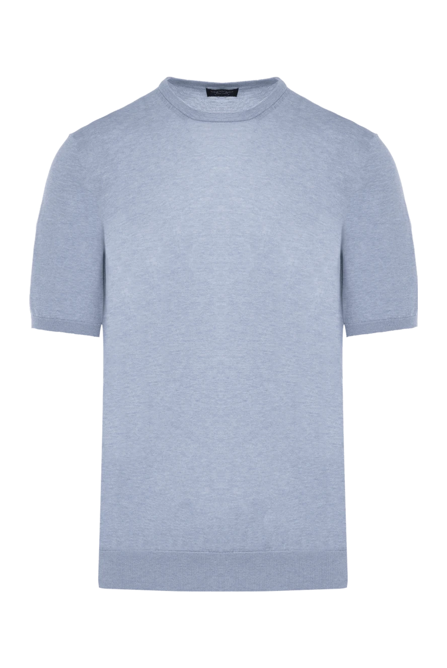 Cesare di Napoli хлопковый джемпер светло-голубого цвета с коротким рукавом 166616 - фото 1