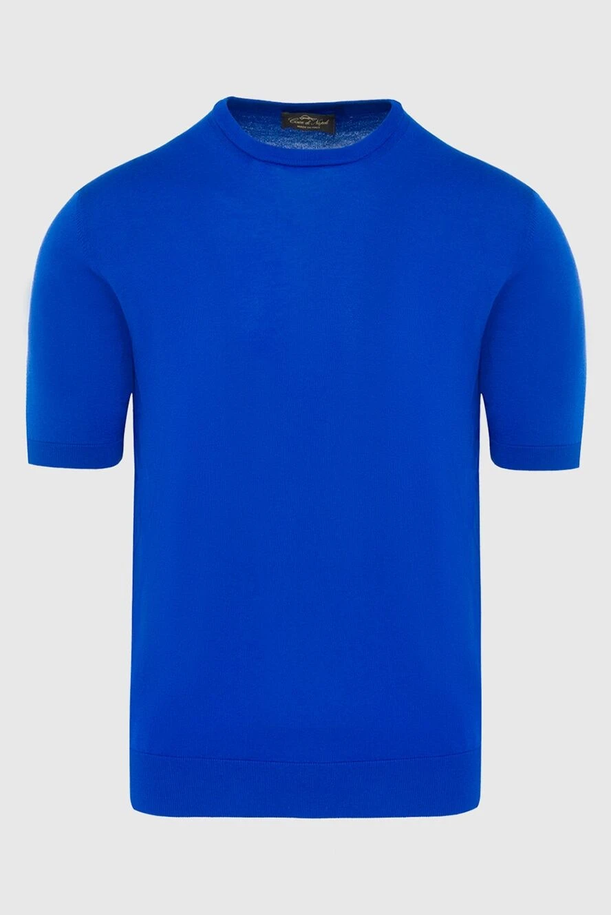 Cesare di Napoli джемпер с коротким рукавом хлопковый трикотажный насыщенно-синий мужской 166620 - фото 1