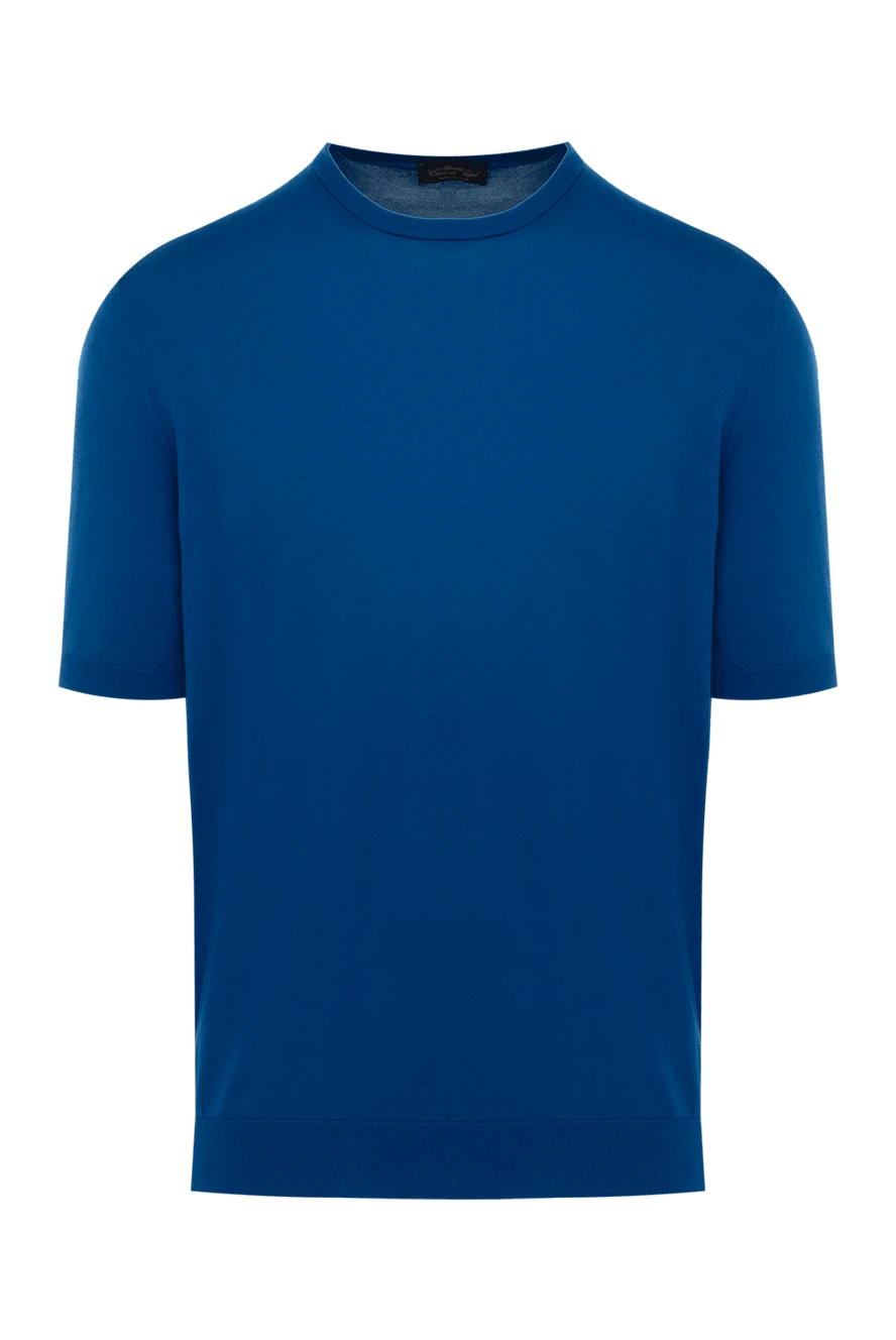 Cesare di Napoli джемпер с коротким рукавом хлопковый трикотажный синий мужской 166622 - фото 1