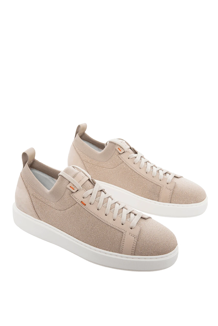 Santoni woman beige leather and textile sneakers for women buy with prices and photos 166673 - photo 2