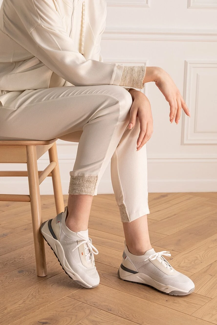 Santoni woman white leather and textile sneakers for women buy with prices and photos 166683