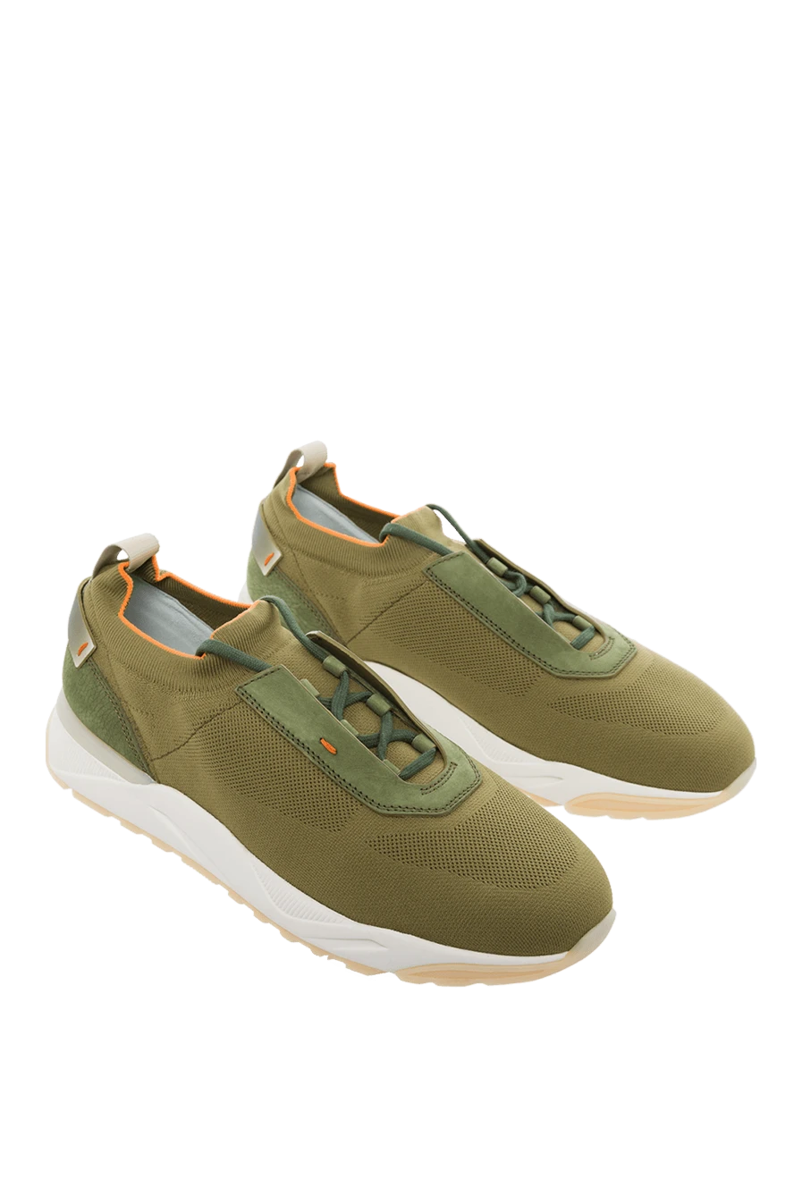 Santoni man textile and leather sneakers green for men buy with prices and photos 166696 - photo 2