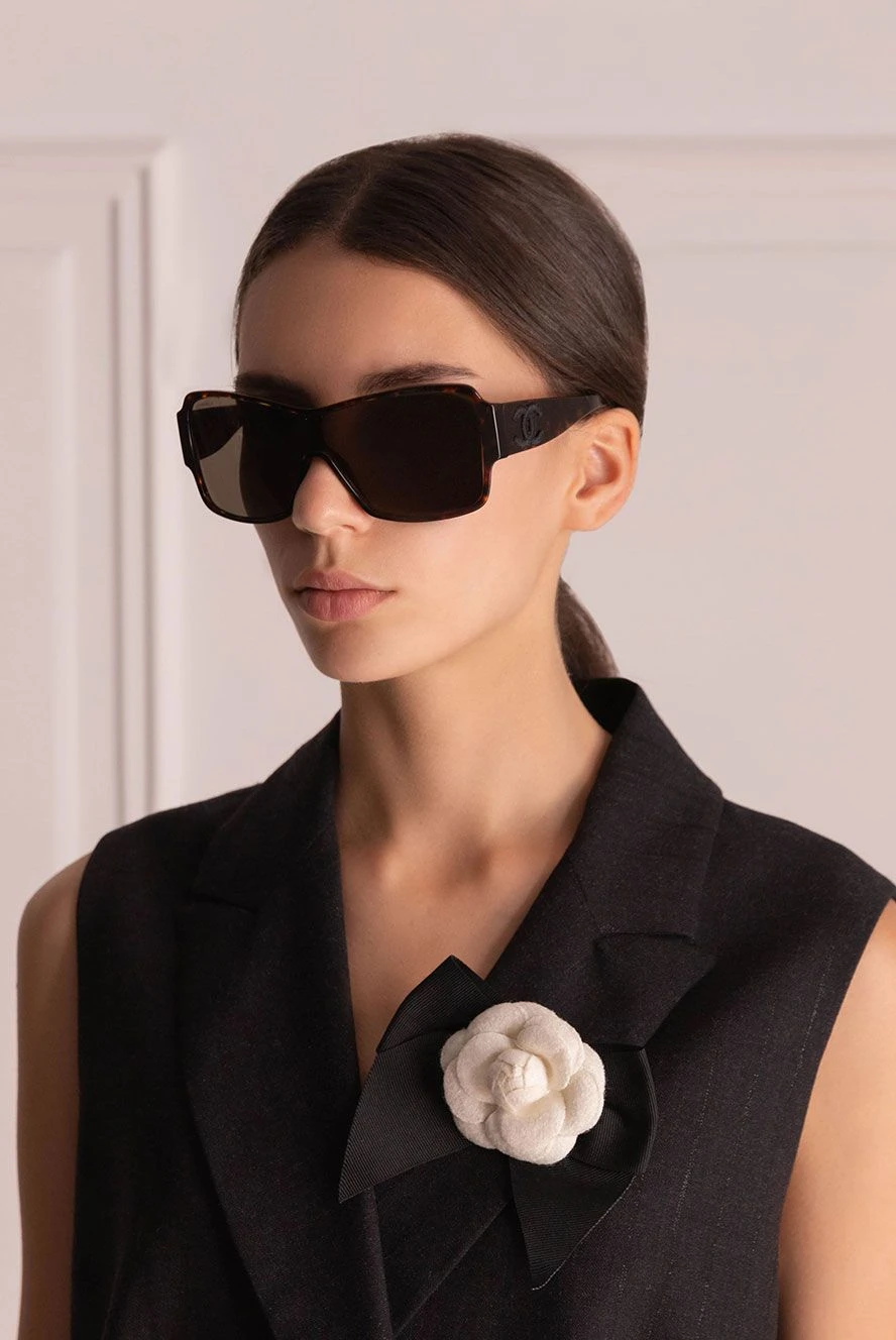 Chanel женские очки из пластика коричневые женские купить с ценами и фото 166939