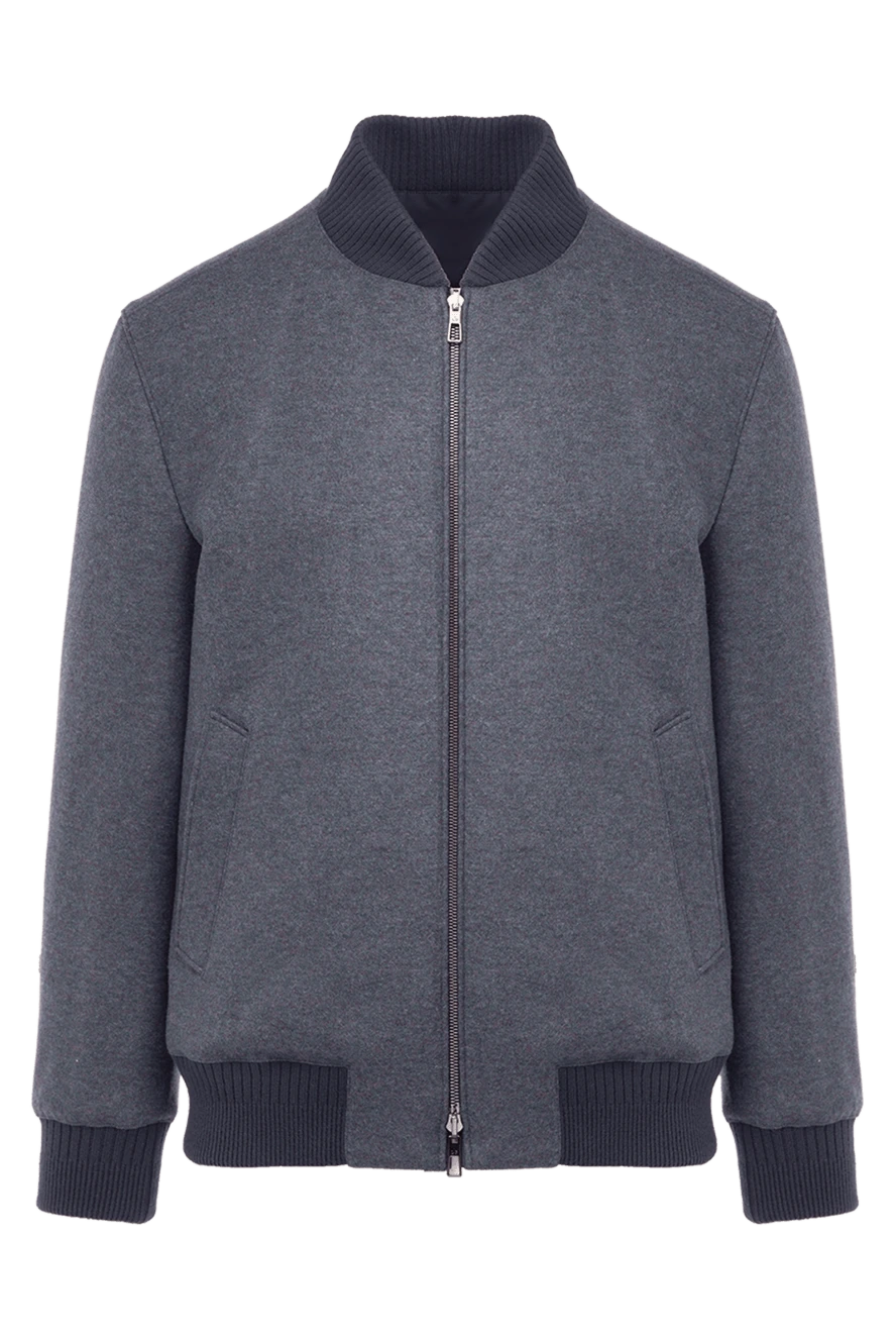 Jacket made of cashmere and polyamide, double-sided blue, men's