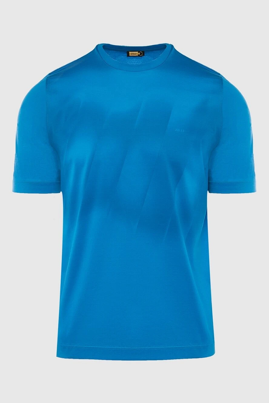 Zilli blue t-shirt with satin diagonal pattern 195488 - photo 1