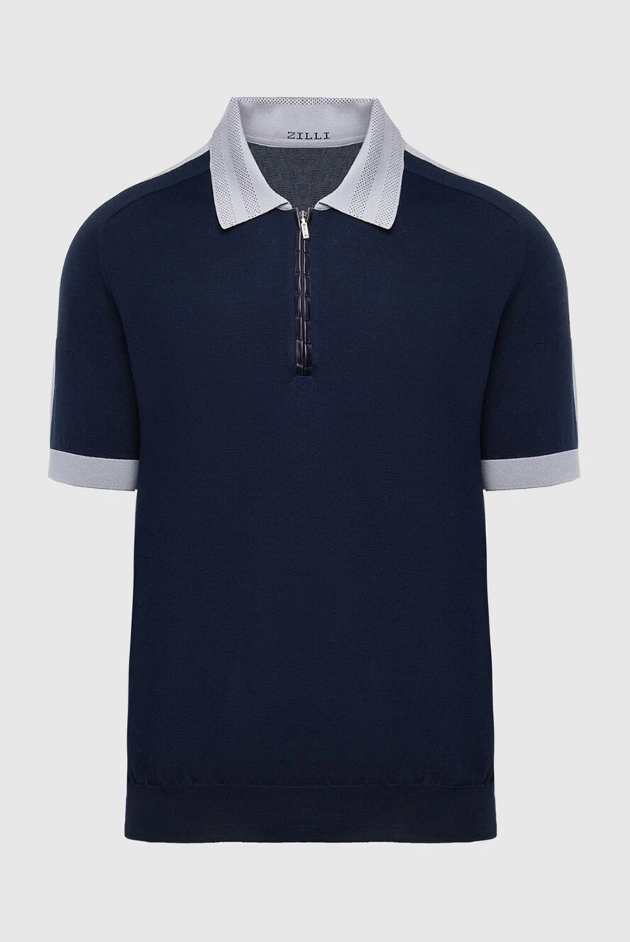 Zilli man cotton, silk and crocodile leather polo blue for men buy with prices and photos 167422