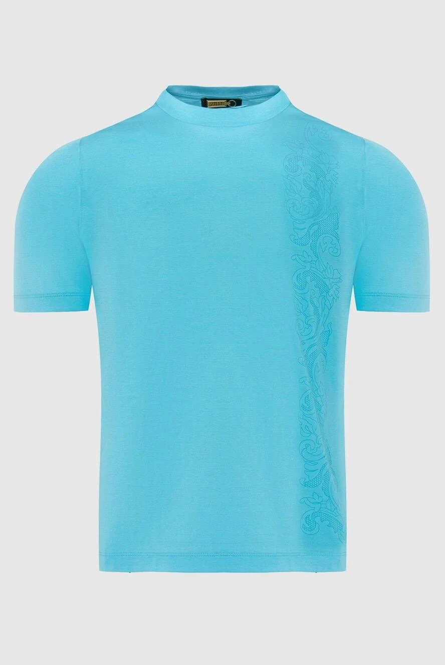 Zilli men's blue t-shirt with openwork embossing on the shoulder 195490 - photo 1