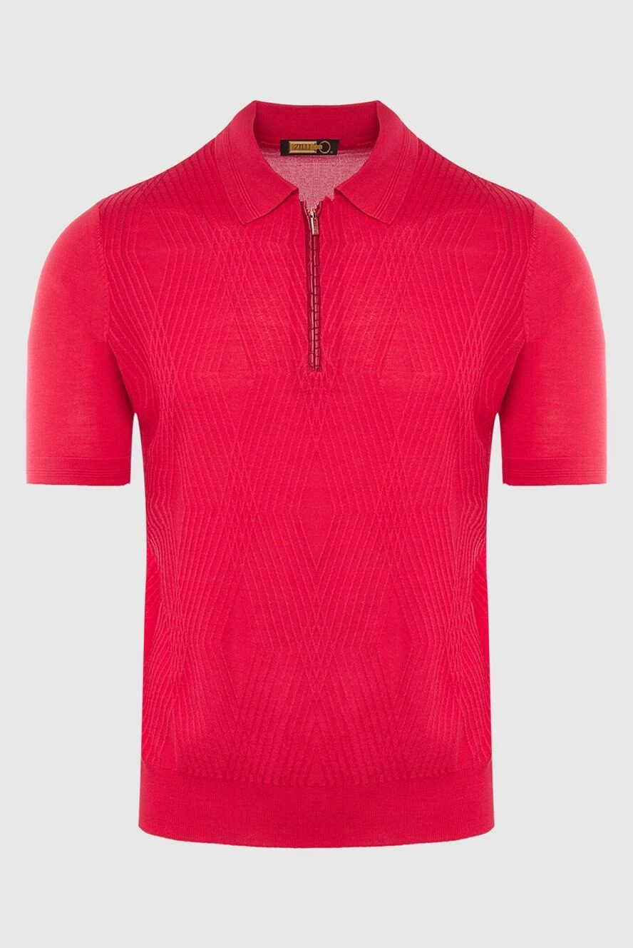 Zilli red polo shirt with textured pattern and crocodile leather for men 195555 - photo 1
