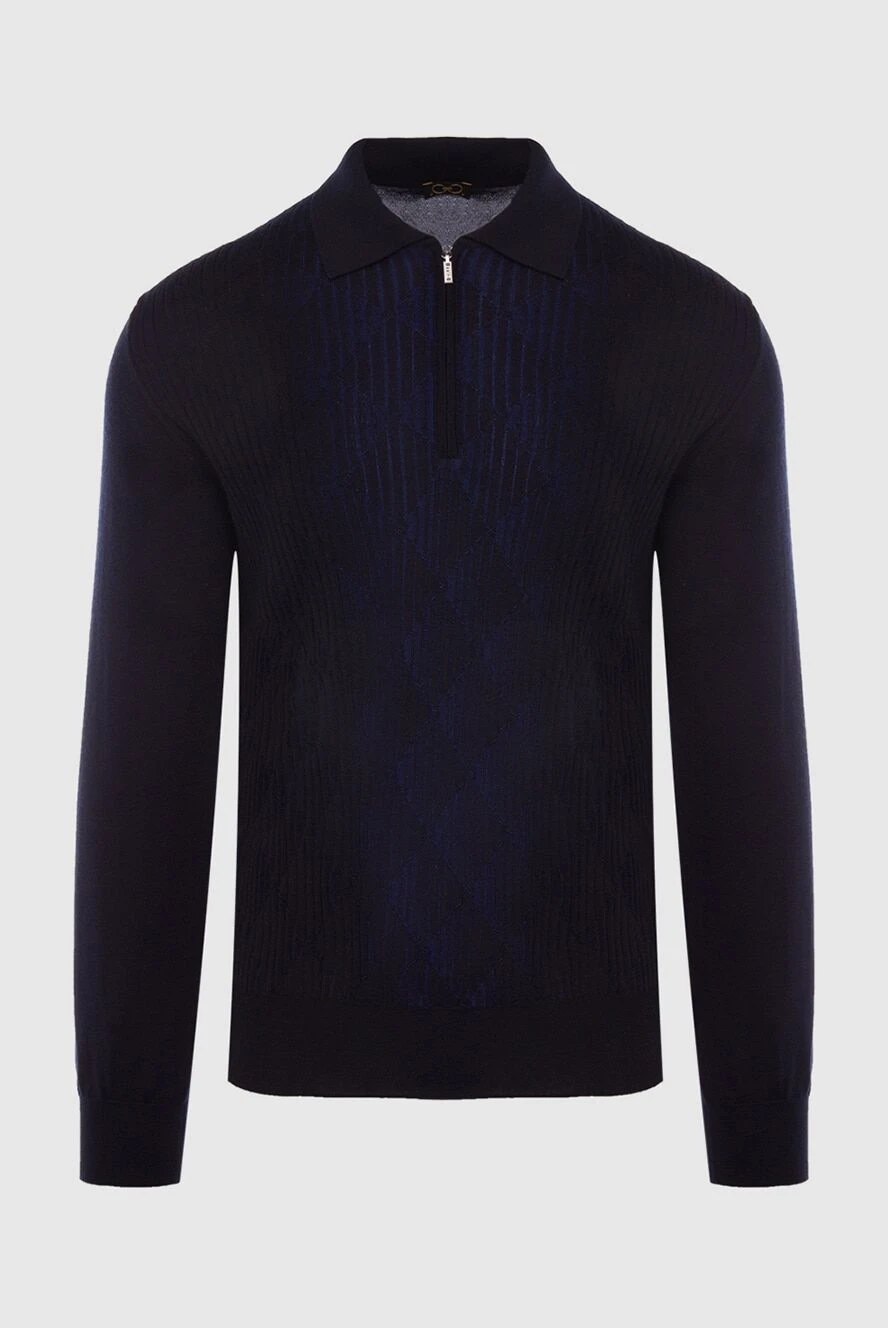 Zilli man long-sleeved silk and cashmere polo blue for men 167597 - photo 1