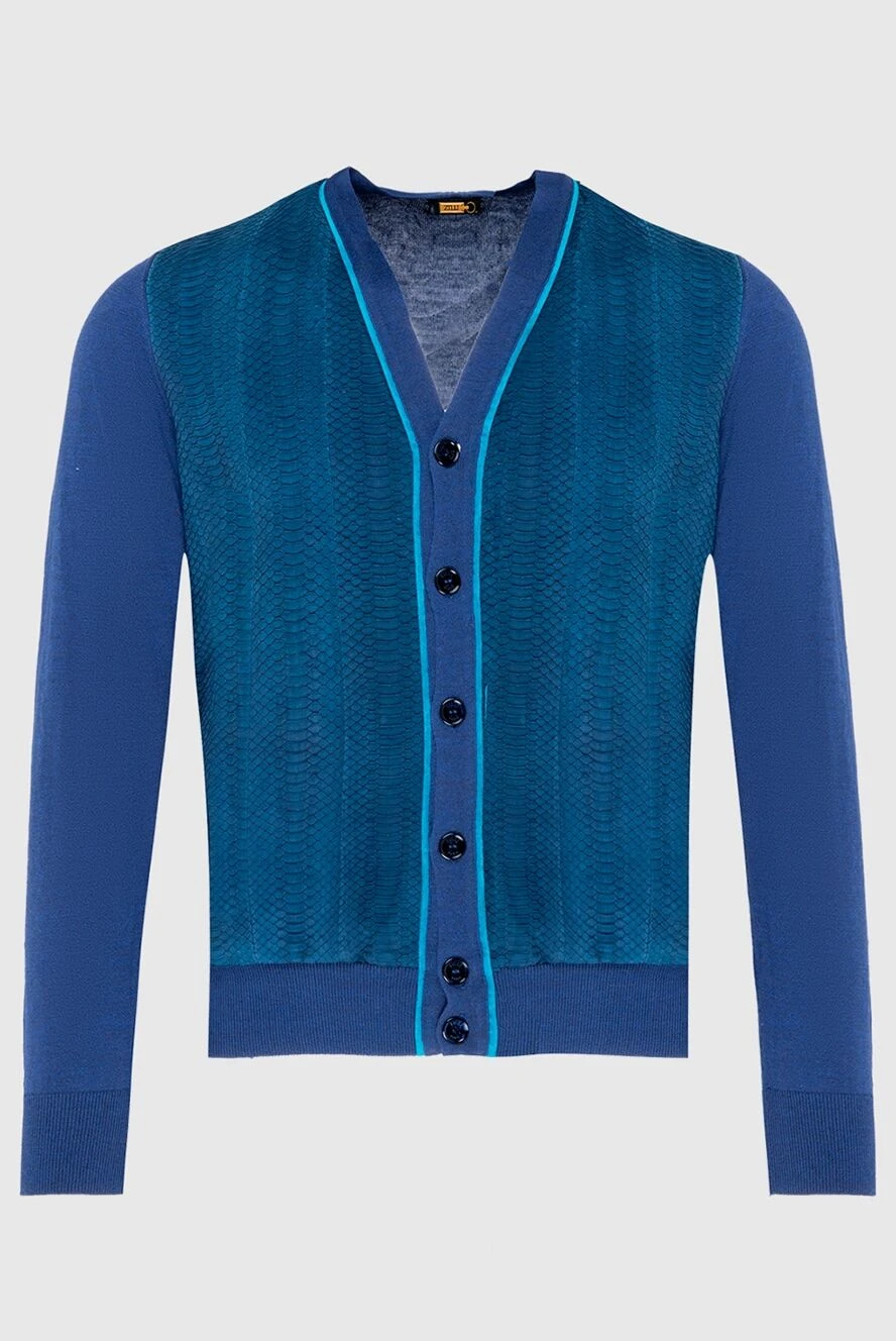 Zilli man men's cardigan made of silk, linen and snakeskin blue buy with prices and photos 167621