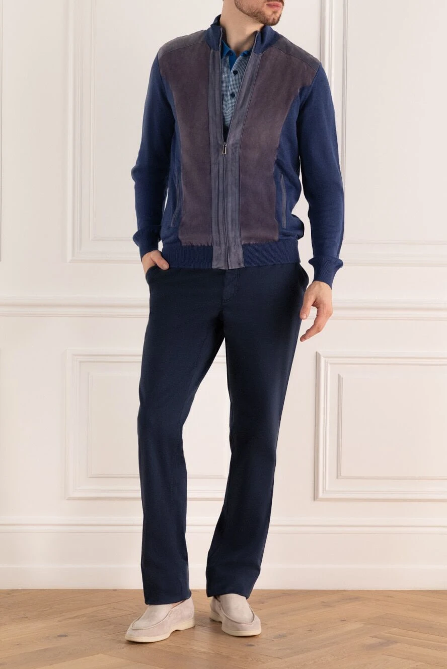 Zilli man men's cardigan made of linen, cashmere and silk blue buy with prices and photos 167825