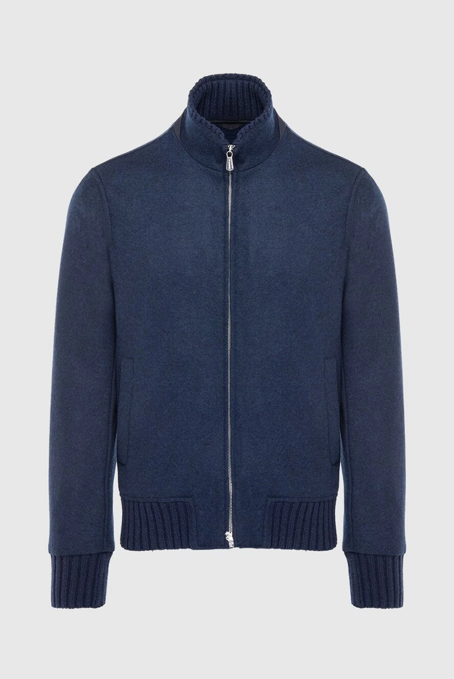 Enrico Mandelli куртка из кашемира и эластана синяя мужская 168145 - фото 1