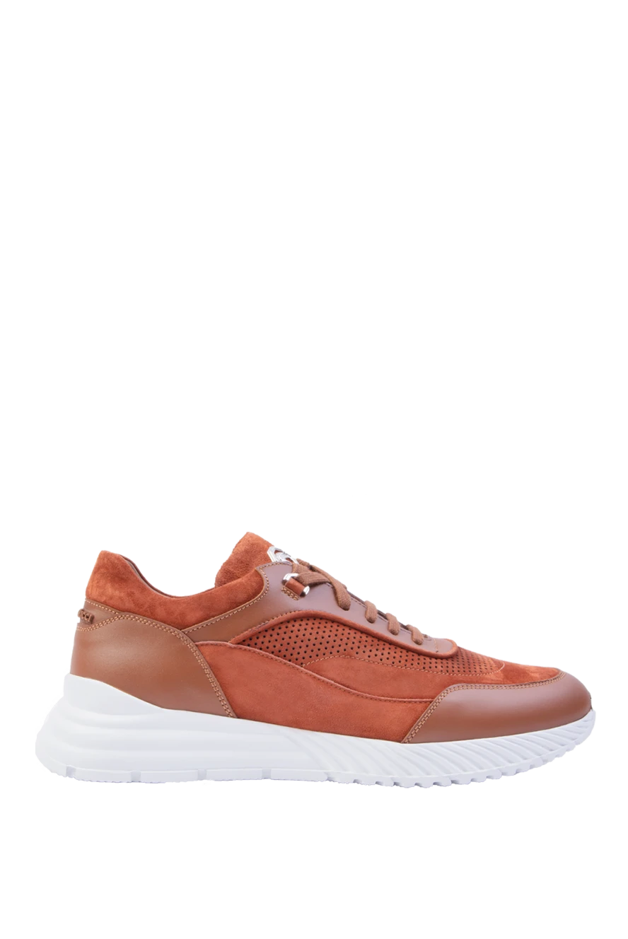 Stefano Ricci orange leather and suede sneakers for men 168448 - photo 1