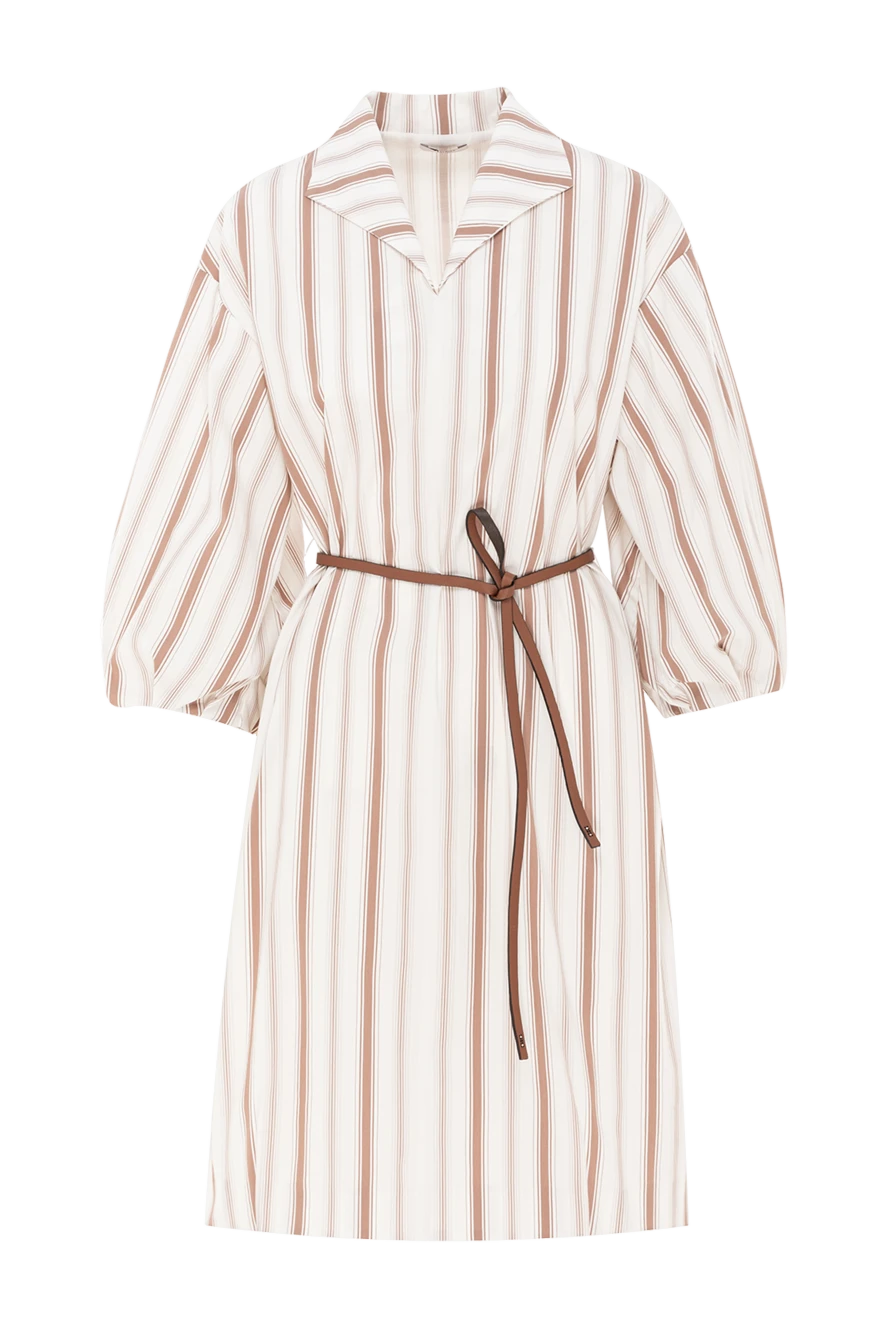 Peserico white shirt dress with contrasting stripes and balloon sleeves women's 168676 - photo 1