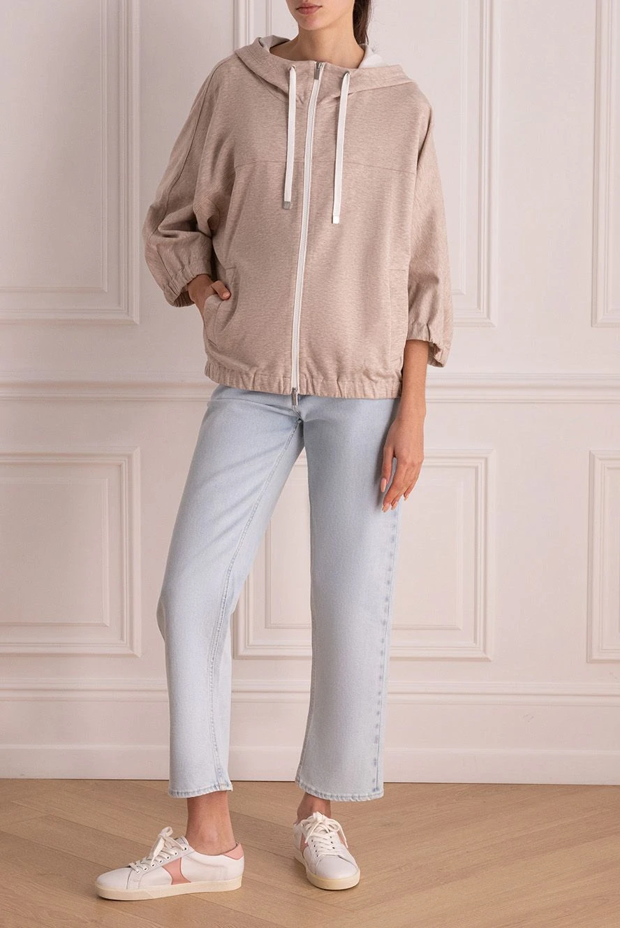 Peserico woman beige women's cotton and elastane hoodie buy with prices and photos 168684 - photo 2