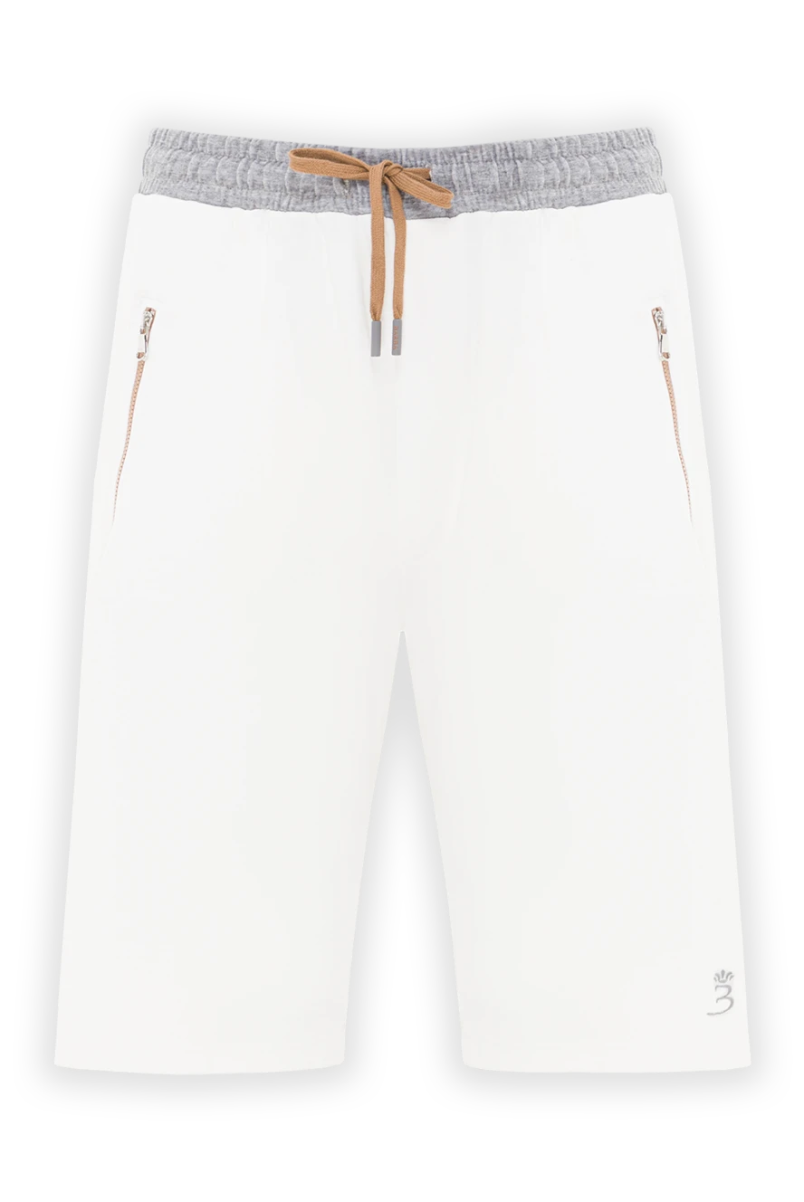 Barba Napoli white cotton bermuda shorts with elastic waistband and beige drawstring 168720 - photo 1