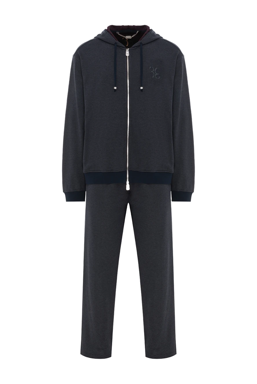 Billionaire костюм спортивный темно-синий шелковый с вышитым логотипом мужской 168725 - фото 1