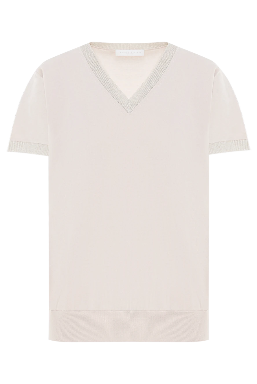 Fabiana Filippi women's light cotton jumper with v-neck and jersey trim 168752 - photo 1