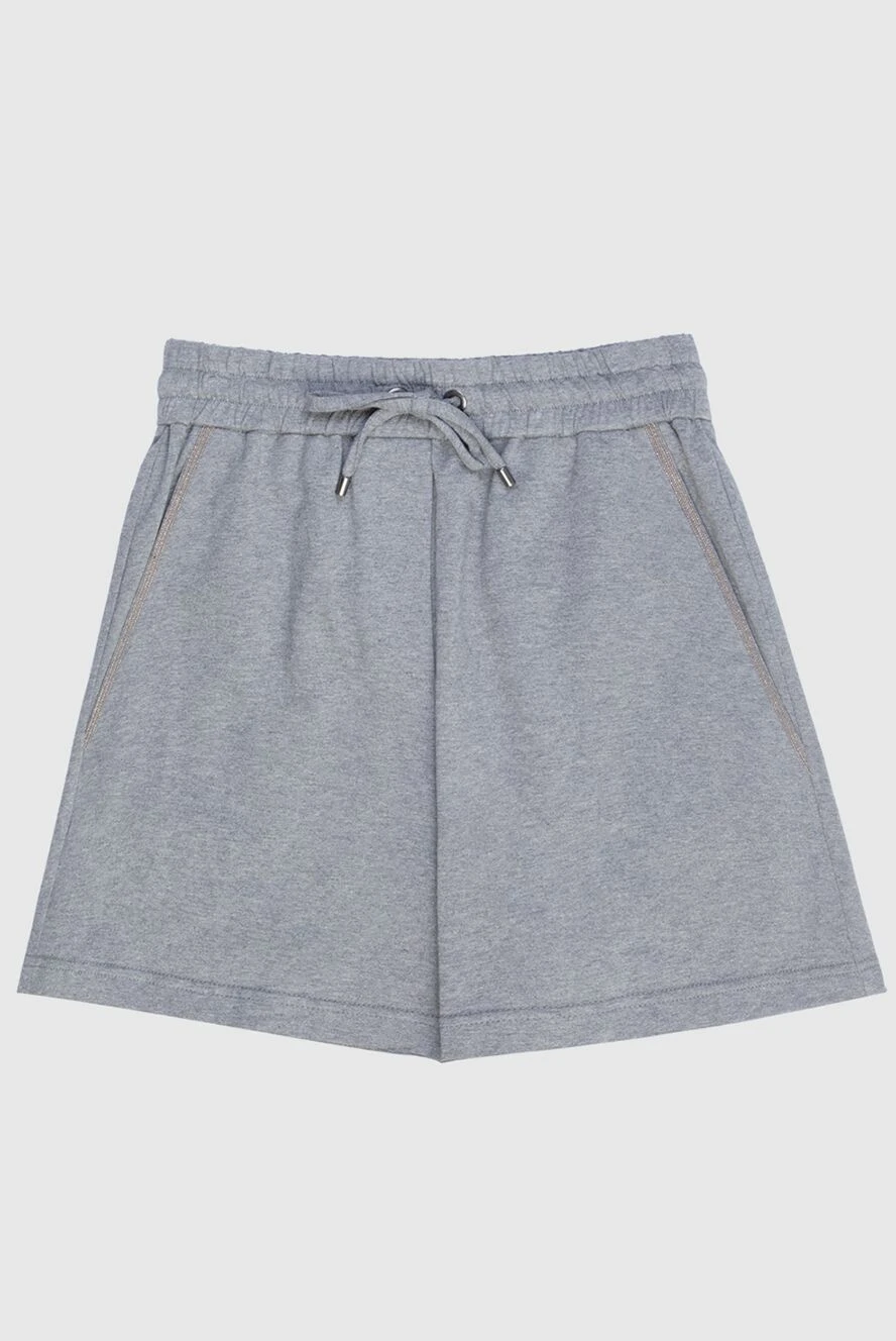Brunello Cucinelli шорти з бавовни сірі жіночі 168891 - фото 1