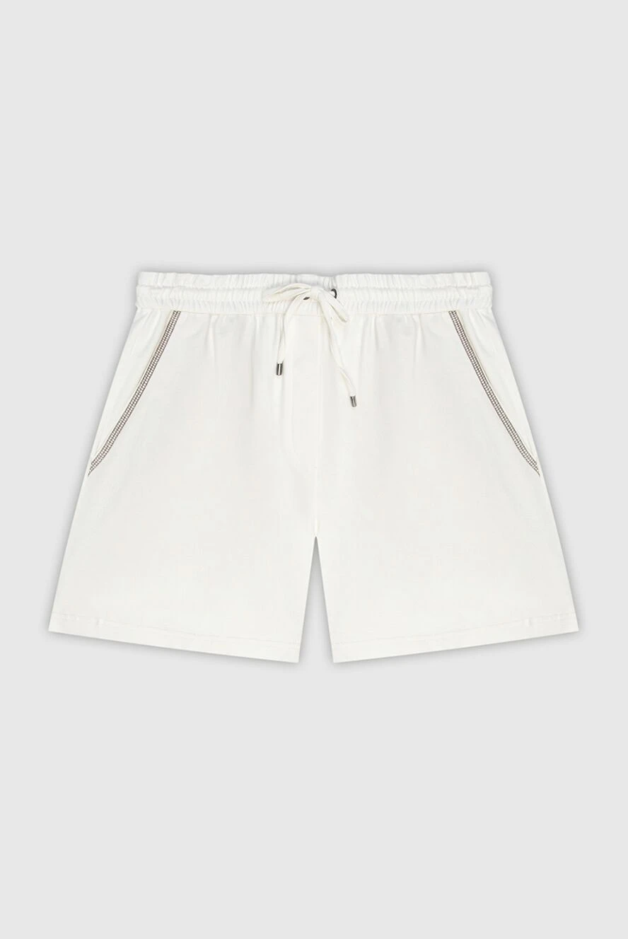 Brunello Cucinelli білі шорти з ланцюжком моніль по краю кишень із бавовни 168895 - фото 1