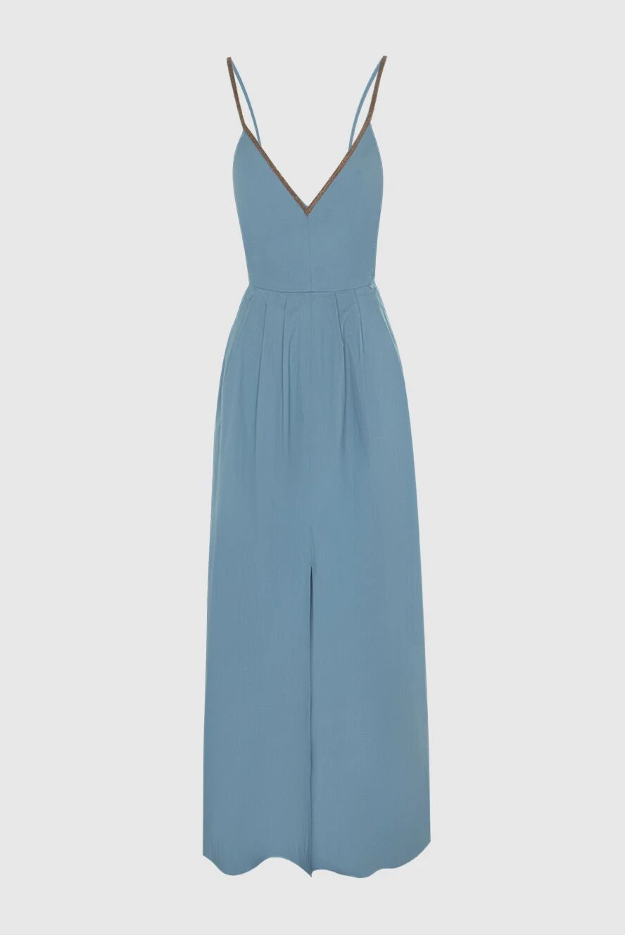 Brunello Cucinelli blue dress with decorative neckline and pleats 168911 - photo 1