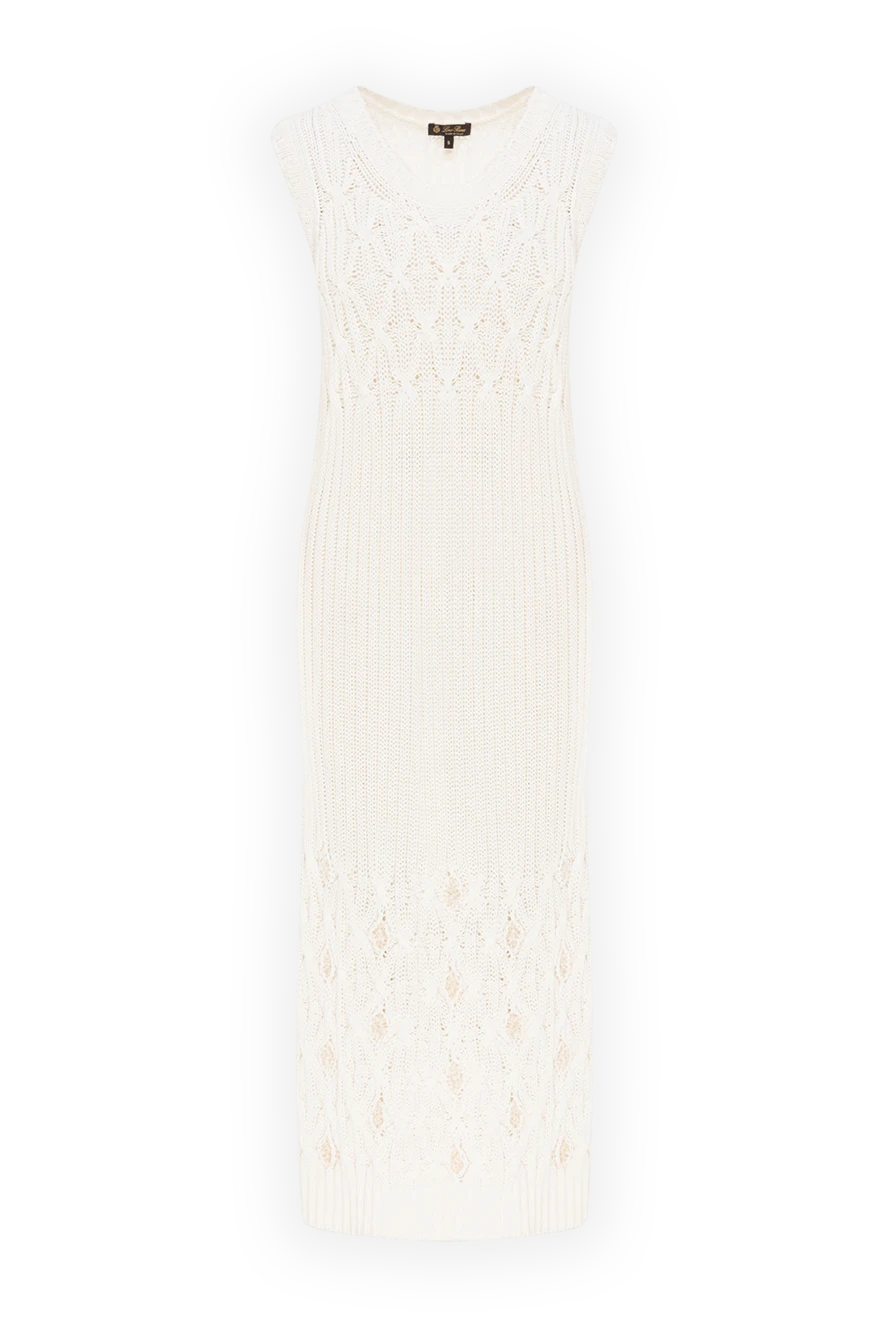 Loro Piana платье миди без рукавов из хлопка с ажурной вязкой и разрезом сбоку 169015 - фото 1