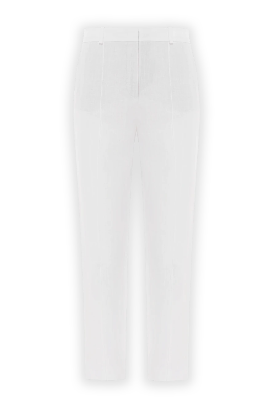 Loro Piana white linen pants with a high waist and decorative seams women's 169020 - photo 1