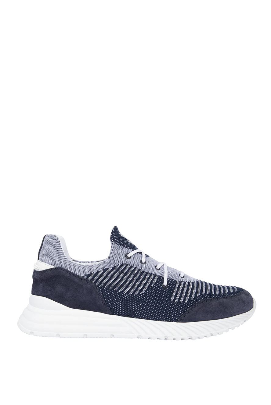 Stefano Ricci blue polyester and leather sneakers for men 169106 - photo 1