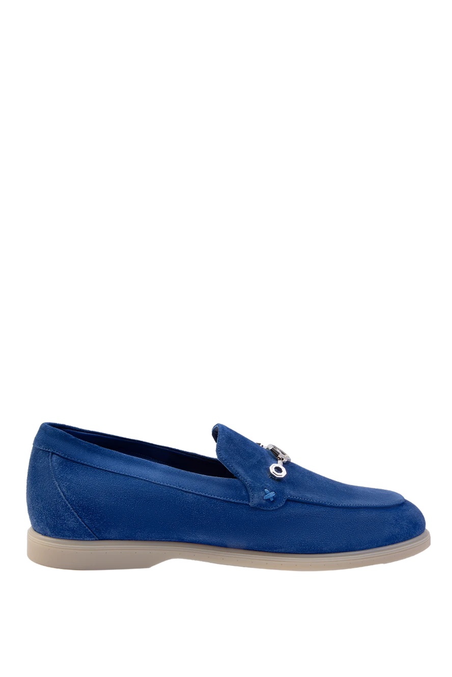 Stefano Ricci лофери із нубуку яскраво сині з металевою фурнітурою. 169116 - фото 1