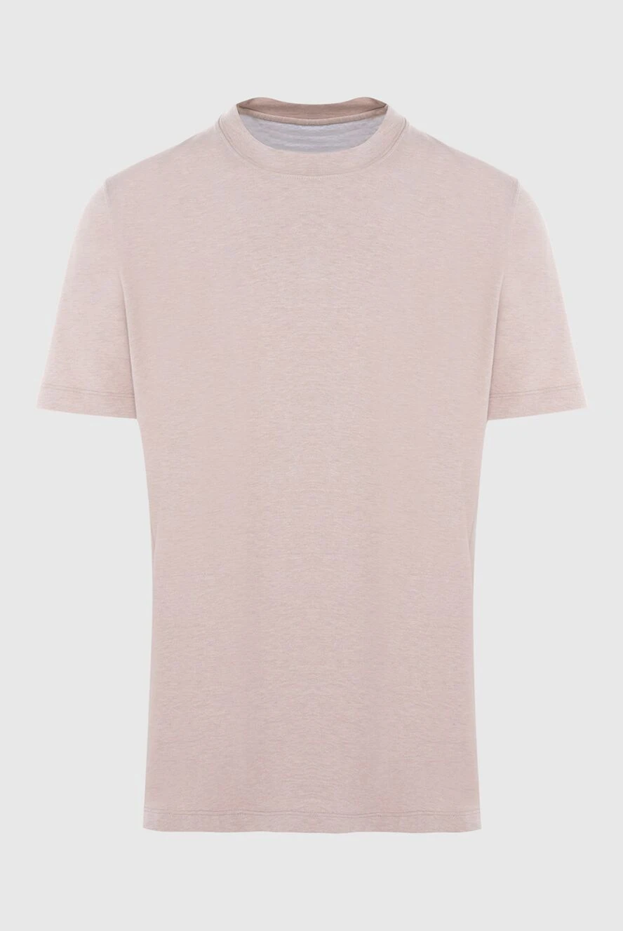 Brunello Cucinelli футболка из хлопка бежевая мужская 169225 - фото 1