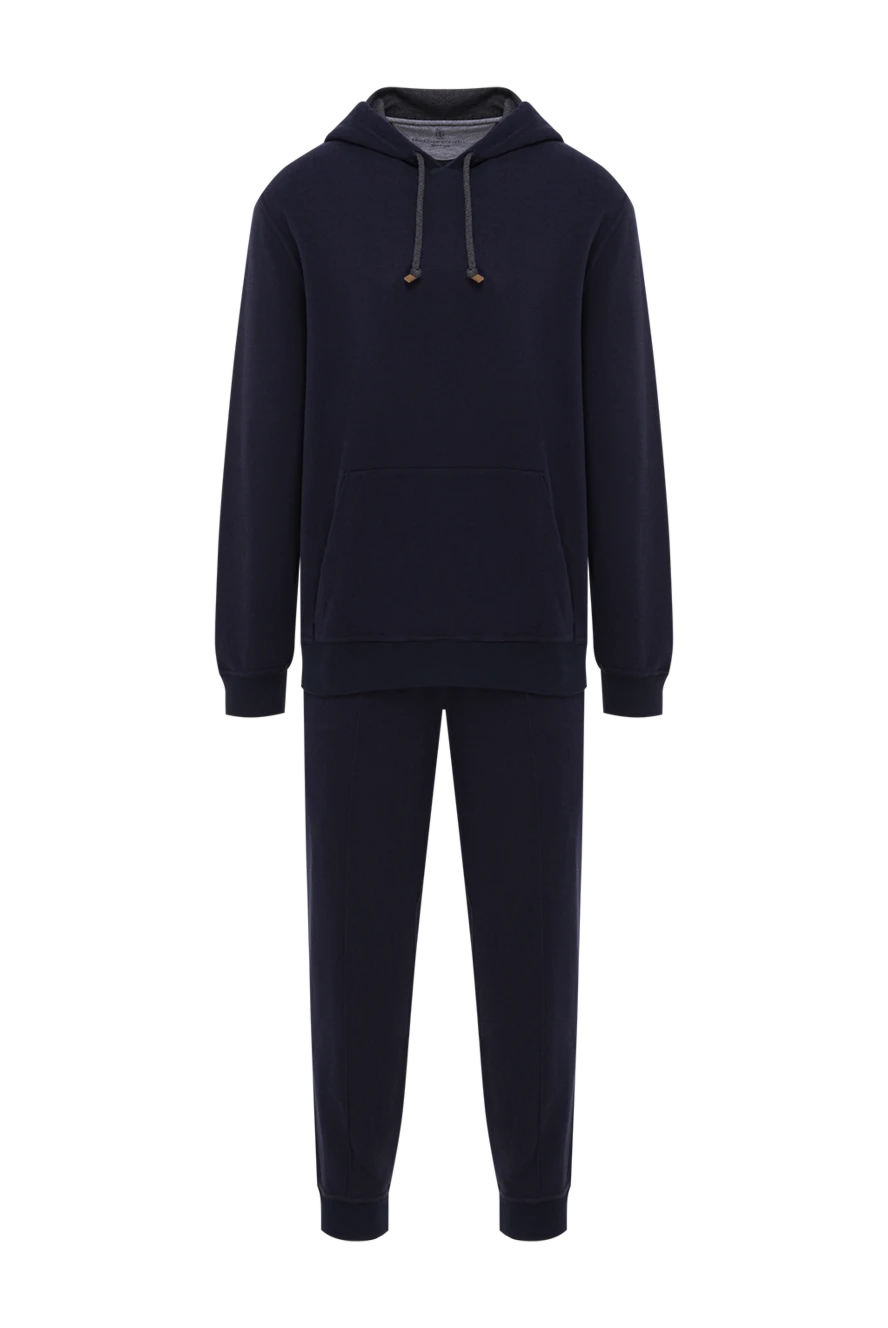 Brunello Cucinelli темно синий комплект с худи и брюками прямого кроя 169231 - фото 1