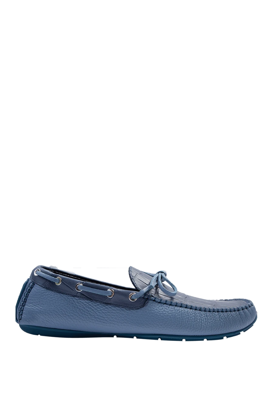Cesare di Napoli man moccasins for men made of nubuck and alligator skin blue buy with prices and photos 169277