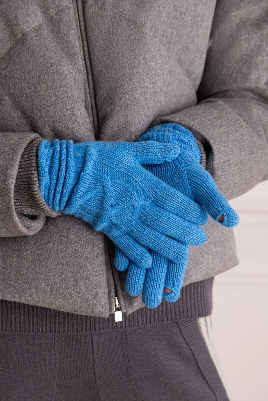 Loro Piana женские перчатки из кашемира синие женские купить с ценами и фото 169747 - фото 2