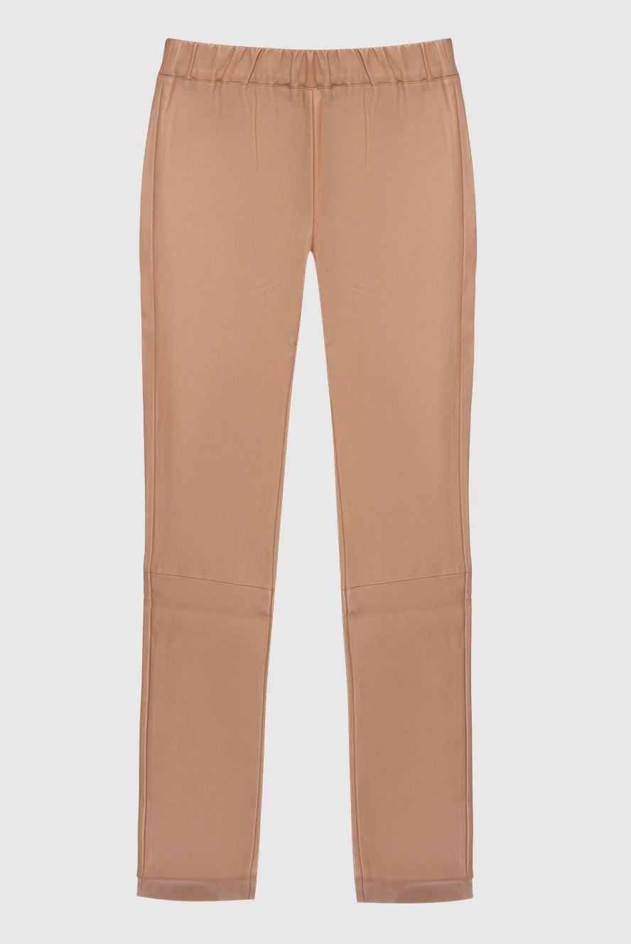 Fleur de Paris beige leather pants for women 173644 — Women leather  trousers