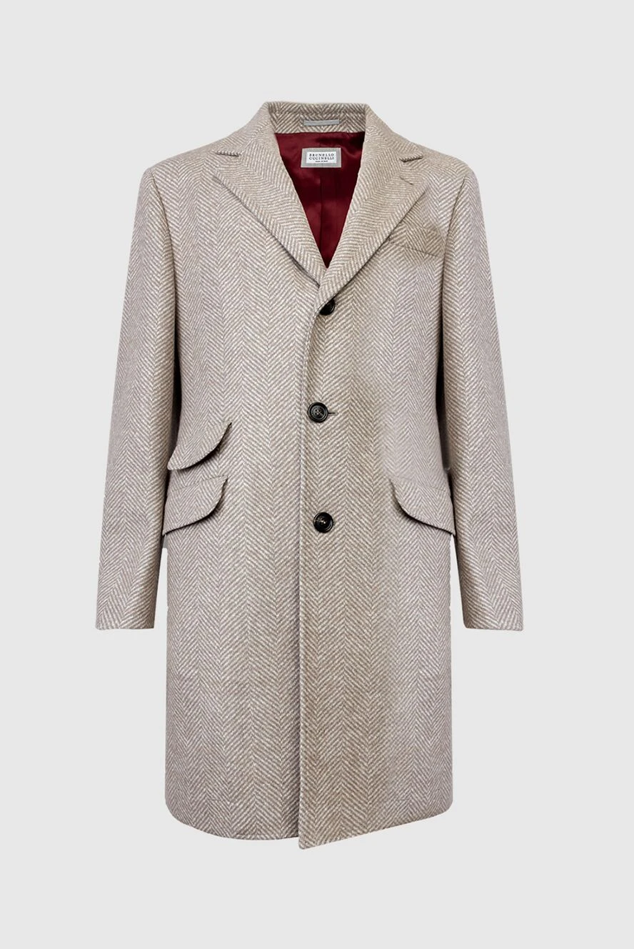 Brunello Cucinelli beige men's fleece, alpaca and acrylic coat 169903 - photo 1