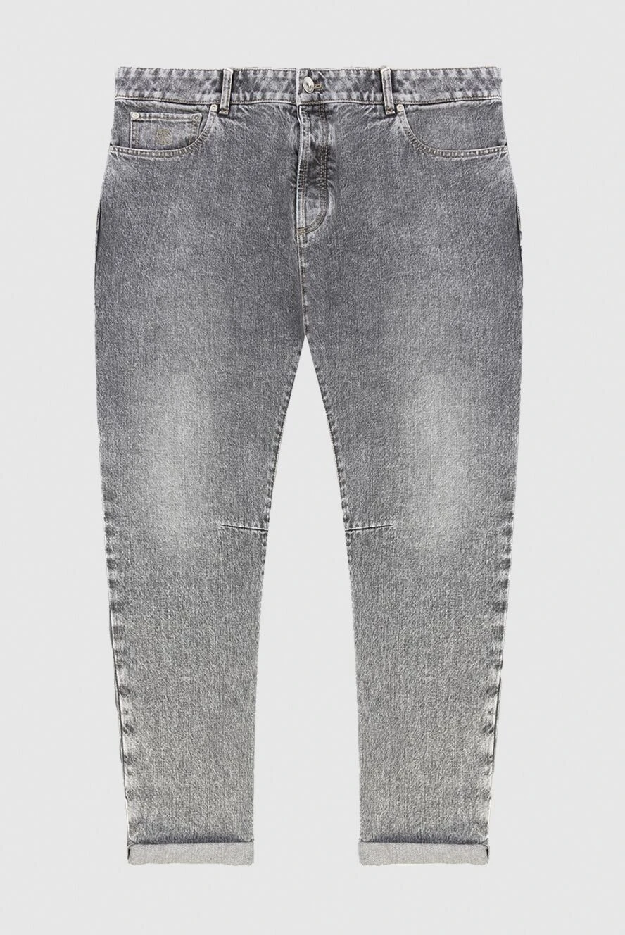 Brunello Cucinelli джинсы из хлопка серые мужские 169910 - фото 1