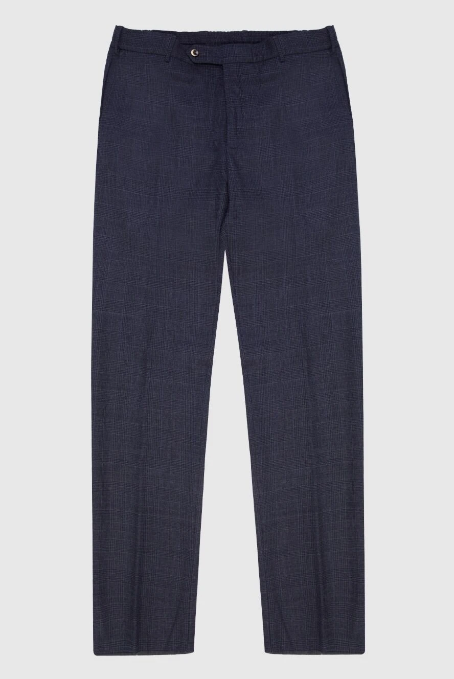 PT01 (Pantaloni Torino) men's dark blue fleece trousers with a small check pattern 169973 - photo 1