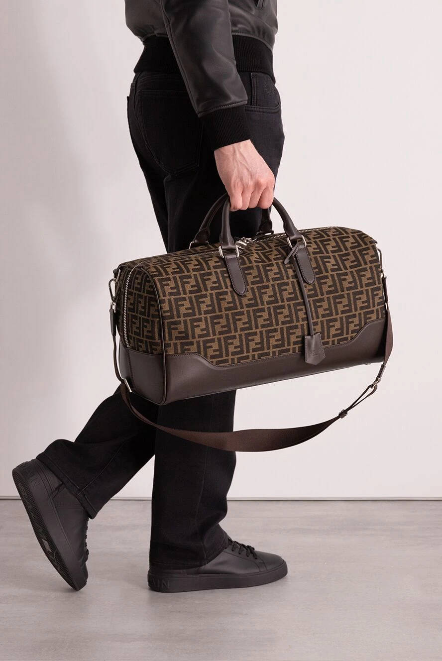 Fendi мужские сумка дорожная из кожи коричневая мужская купить с ценами и фото 170197 - фото 2
