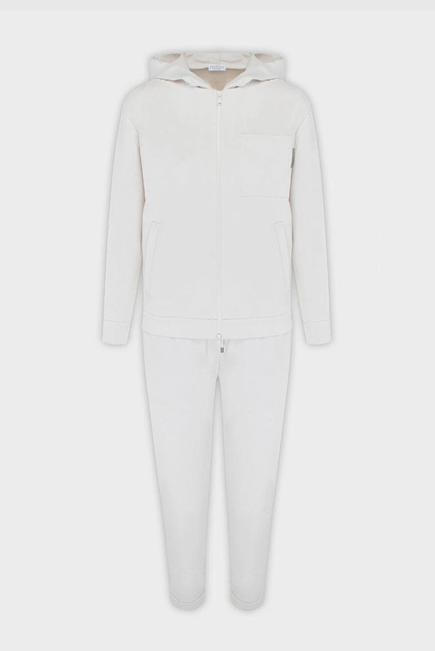 Brunello Cucinelli костюм из мягкого трикотажа белого цвета с капюшоном 170263 - фото 1