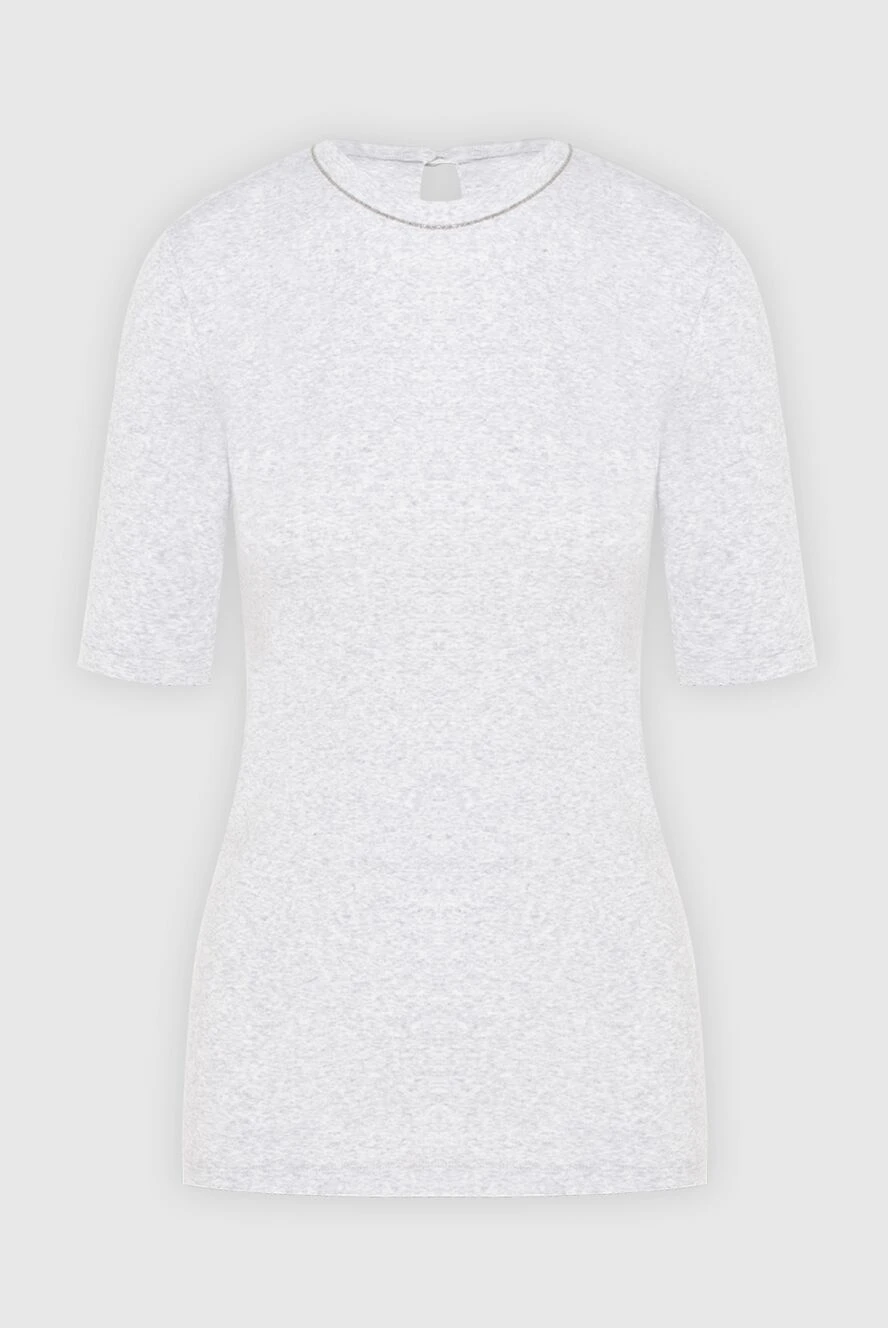 Brunello Cucinelli біла футболка з бавовни меланжової з коротким рукавом 170280 - фото 1