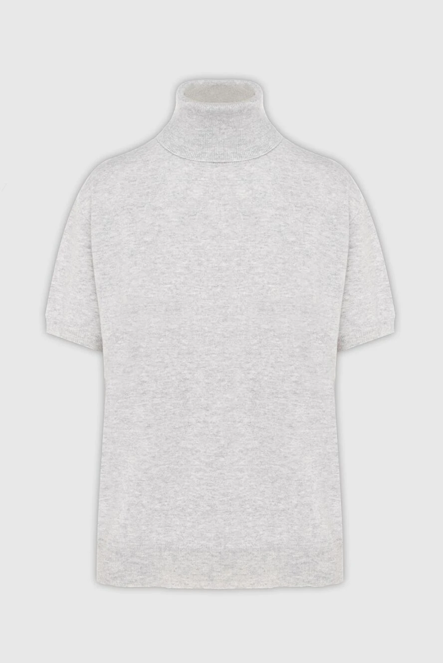Brunello Cucinelli гольф сірий жіночий з коротким рукавом із кашеміру 170306 - фото 1