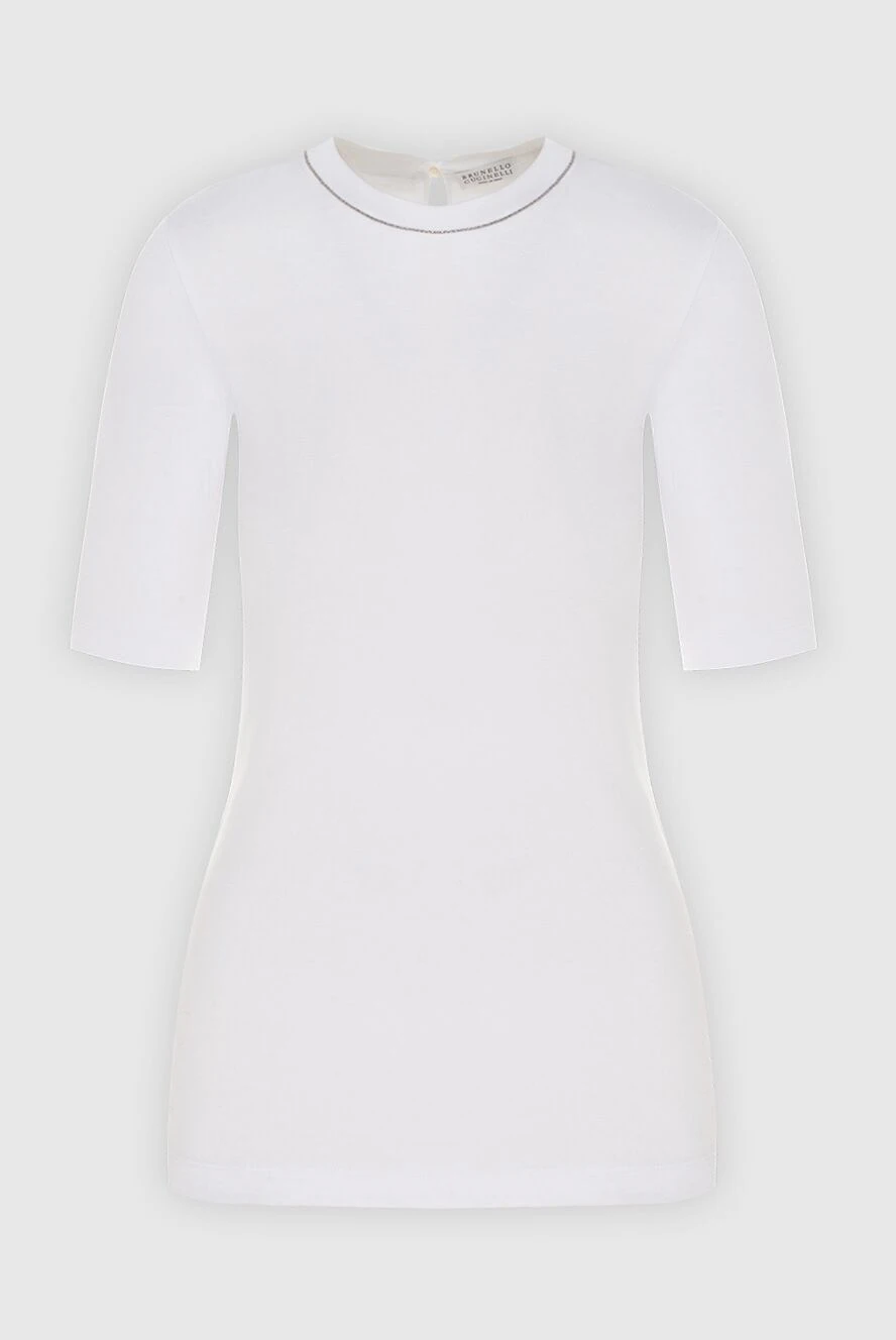 Brunello Cucinelli футболка біла жіноча трикотажна з подовженим рукавом 170325 - фото 1